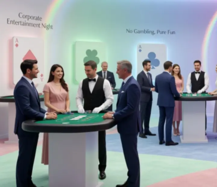 Elegancki event w stylu casino z pastelową scenografią