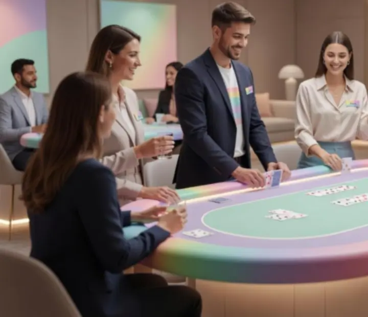 Profesjonalni krupierzy prowadzący wieczór pokerowy
